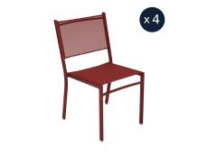 4 chaises de jardin structure aluminium Costa Piment- Fermob