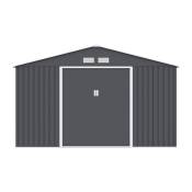 Abri de jardin en metal 10,78 m2 - Kit dancrage inclus - Gris anthracite