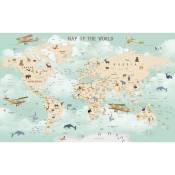 Affiche enfant map of animals world - 60x40cm - made in France - Vert