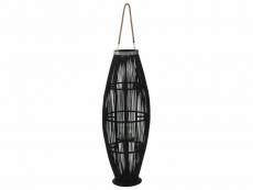 Bougeoir suspendu ou sur pied porte-bougie bambou naturel décoration extérieur noir hauteur 95 cm dec020006