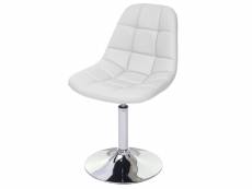 Chaise de salle à manger hwc-a60, chaise pivotante, design rétro ~ similicuir blanc, pied chromé
