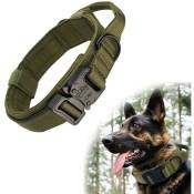Collier pour chien, collier militaire, collier tactique pour chien avec poignée, pour chiens de taille moyenne, entraînement à la chasse, avec boucle