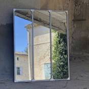 Decoclico Factory - Miroir verrière atelier xl rectangulaire en métal finition zinc 95 x 120 - Brick - Gris