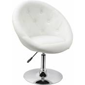 Décoshop26 - Fauteuil oeuf capitonné design synthétique pu chaise bureau blanc