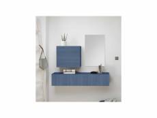 Duo de meubles d'entrée bleu + miroir - scopello - l 138 x l 30 x h 79 cm - neuf