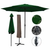EINFEBEN 3m Parasol UV40+ market parasol avec LED solaire & housse de protection jardin, Vert