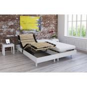 Ensemble relaxation TALCA matelas + sommiers électriques décor blanc satiné 2x80x200 - Mousse - 14 cm - Ferme