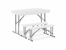 Ensemble table et bancs pliant pliable mobilier meuble de jardin camping (table : 130 x 68 x 73 cm, bancs : 95 x 23 x 42 cm, capacité de charge : 150
