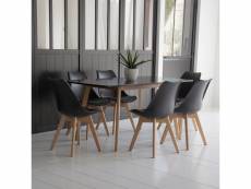 Ensemble table extensible 120-160cm helga et 6 chaises