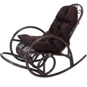 Fauteuil à bascule HHG-648, rocking-chair, fauteuil en rotin, marron coussin marron - brown