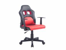 Fauteuil chaise de bureau pour enfant en synthétique rouge hauteur réglable bur10184