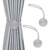 Fei Yu - Lot de 2 embrasses magnétiques pour rideaux décoratifs, corde de 38.1 cm, supports modernes pour rideaux fins ou transparents (gris)