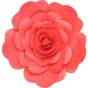Fleur En Papier Rose Rouge 20 cm - Rouge
