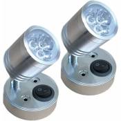 Groofoo - 2PCS 12V Cylindrique led Spot Lampe de Lecture Interrupteur Réglable Lumière Chaude pour Camping Car Van Bateau Led Lumière Intérieure