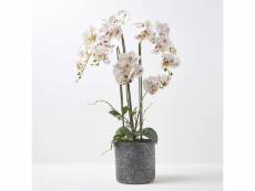 Homescapes grande orchidée artificielle blanche en pot en ciment gris 82 cm AP1574