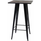 Jamais utilisé] Table mange-debout HHG-401, plateau en bois, design industriel, métal, 107x60x60cm noir - black