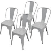 La Silla Española - Lot de quatre chaises carrées avec dossier de couleur métallique