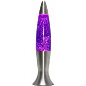 Lampe à lave Angelina dans le style rétro au design vintage avec liquide pailleté violet G9 H:40 cm - Argent, paillettes violettes - argent,