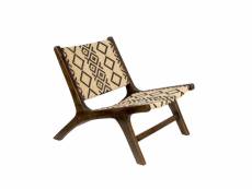 Landa - fauteuil lounge en bois et tissage ethnique