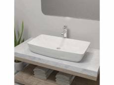 Lavabo et mitigeur à poser | lavabo vasque salle de bain | céramique rectangulaire blanc