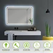Ledimex - Miroir lumineux de salle de bain Grecia, led frontal, rectangulaire 60 x 80 cm, tactile on/off et système anti-buée