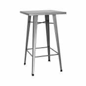Les Tendances - Table de bar carrée acier argenté Kontoir 60 cm