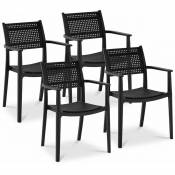 Lot de 4 chaises en plastique Chaise salle à manger 150 kg Chaise visiteur Noir - Noir