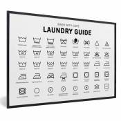 MuchoWow Poster encadré Symboles de lavage - Étiquettes de lavage - Instructions de lavage Tableau deco avec cadre 60x40 cm affic