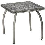 Outsunny Table basse de jardin résine tressée table carré extérieur châssis métal 45 x 45 x 44 cm gris