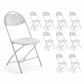 Oviala - Lot de 10 chaises pliantes ajourées - Blanc