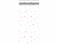 Papier peint à motif de points rose poudre clair, violet lavende pastel et orange pêche pastel - 347507 - 53 cm x 10,05 m 347507