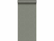Papier peint hexagone vert olive grisé - 148751 - 0,53 x 10,05 m 148751