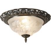 Pays style plafonnier lampe lampe en verre laiton antique