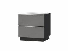 Petit meuble tv ou meuble d'appoint 50cm collection zante avec 2 tiroirs. Couleur noir et gris brillant.