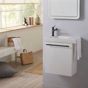 Planetebain - Meuble pour wc blanc avec porte serviette en céramique et mitigeur noir