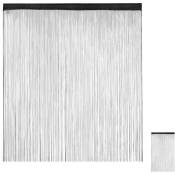 Relaxdays - 1x Rideau fils, rideau de porte ou de fenêtre, rideau de fil, 145x245 cm, rideau spaghetti, peut être raccourci, noir