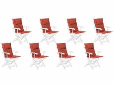 Set de 8 coussins en tissu rouge bordeaux pour chaises de jardin maui 199947