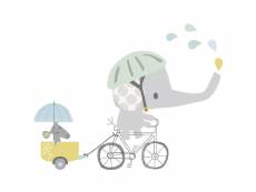 Sticker lilipinso éléphant à vélo 66 x 41,5 cm