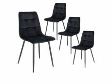 Strib - lot de 4 chaises velours noir et piétement acier