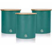 Swan - Nordic Nordic 3 Boîtes de Cuisine en Acier au Carbone, Couvercle en Bambou 3 x 0,84 l Vert - Vert