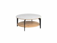 Table basse ronde acier-bois-céramique - tocsa - l 85 x l 85 x h 39 cm - neuf
