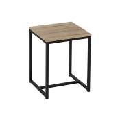 Table d'appoint carrée en bois et métal
