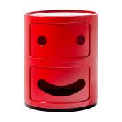 Table de chevet 2 tiroirs rouge Componibili Smile - Kartell