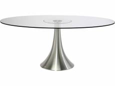 "table en verre grande possibilita 180x120cm chromée et verre kare design"