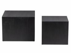 Tables d'appoint carré en bois de pin/mdf SANNE lot de 2 carré coloris noir