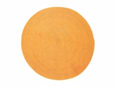 Tam tam - tapis en coton réversible effet cordage jaune orangé diam.120