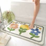 Tapis de salle de bain 50,8 x 81,3 cm, tapis de bain absorbant, motif floral, antidérapant, doux pour salle de bain, baignoire, douche, lavable en