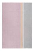 Tapis plat graphique rose et gris coton pour chambre, salon 120x170