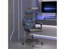 Vidaxl chaise de jeu pivotante noir et bleu similicuir