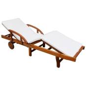 Vidaxl - Chaise longue avec coussin Bois d'acacia solide Cream